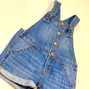 Blue denim toddler girl shortall